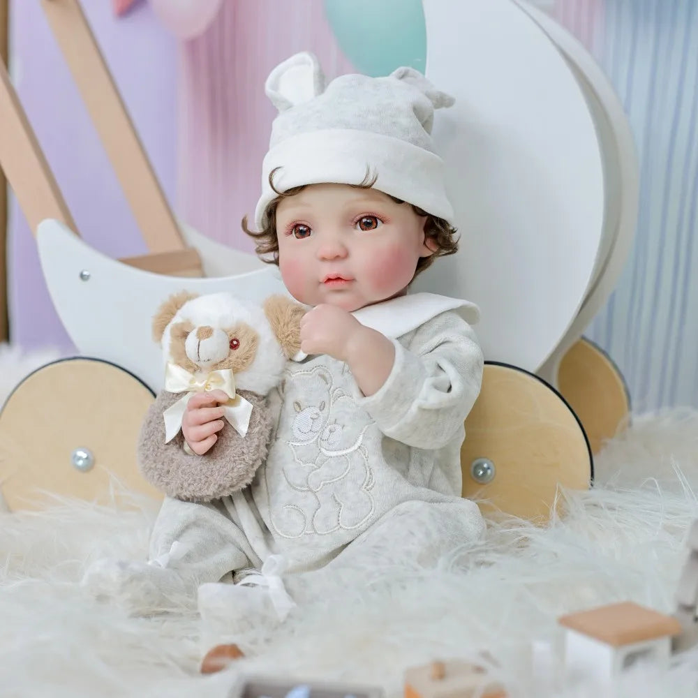 Cloveray Handmade Reborn Vinyl Baby Doll With Bear Pendant