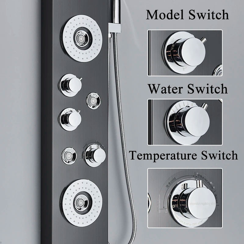 Suguword LED Shower Panel Column With Massage And Temperature Display