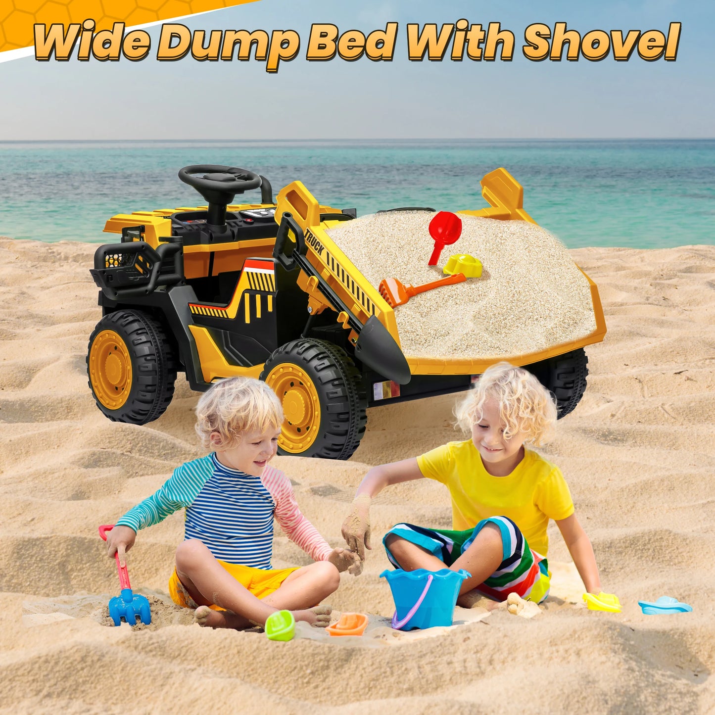 JoyRacer 24V Two Seater Ride On Dump Truck With Remote