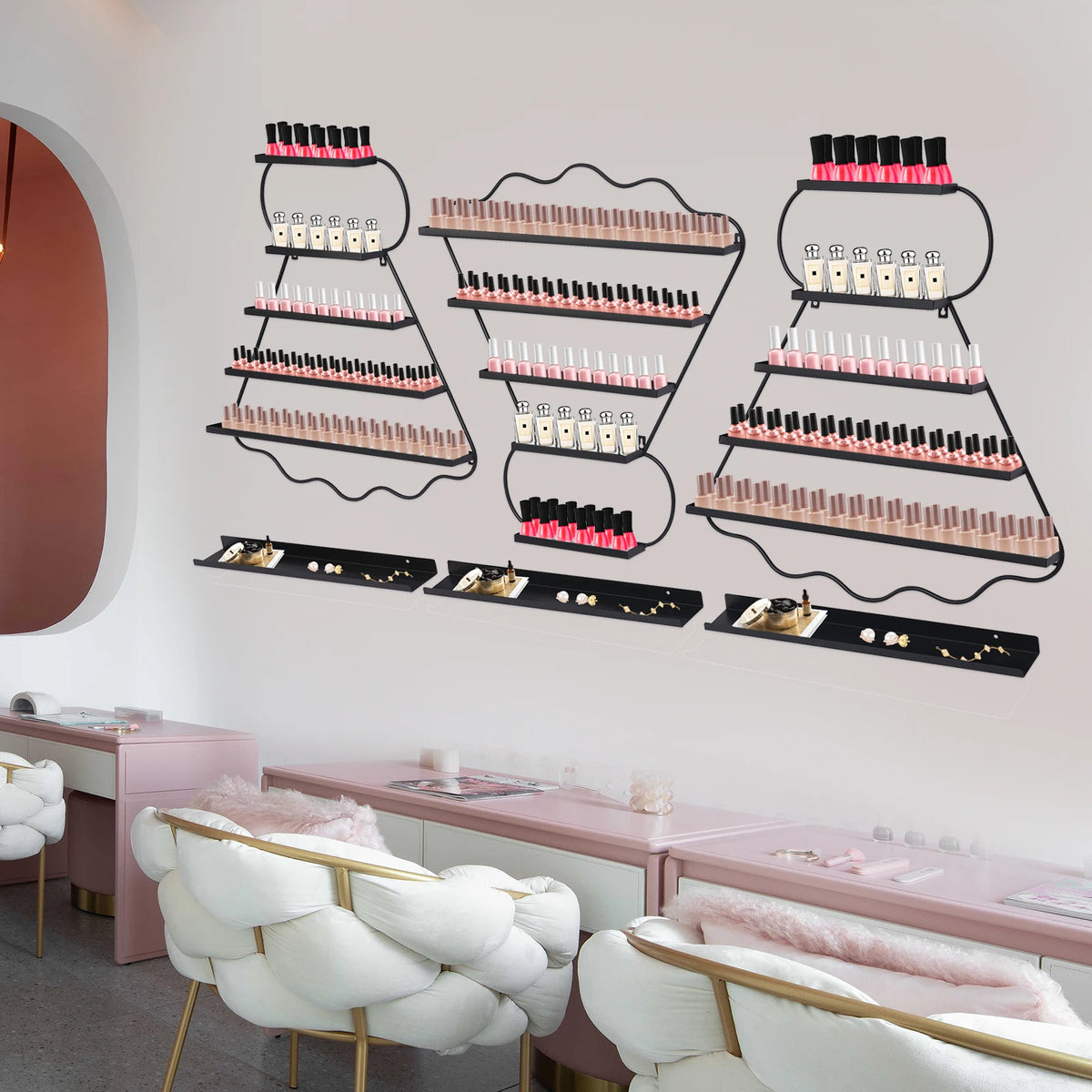 Bymaocar 5 Tier Wall Mounted Nail Polish Display Rack