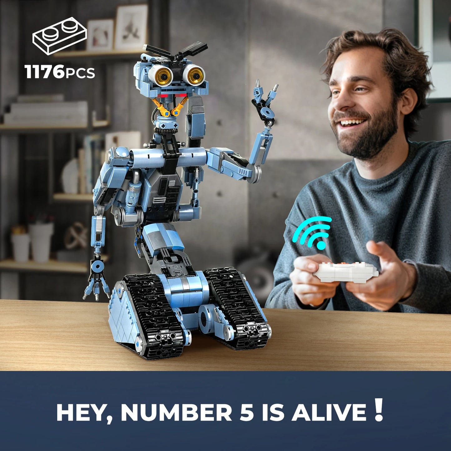 Johnny 5 Robot Building Blocks Set With Rechargeable Remote Control