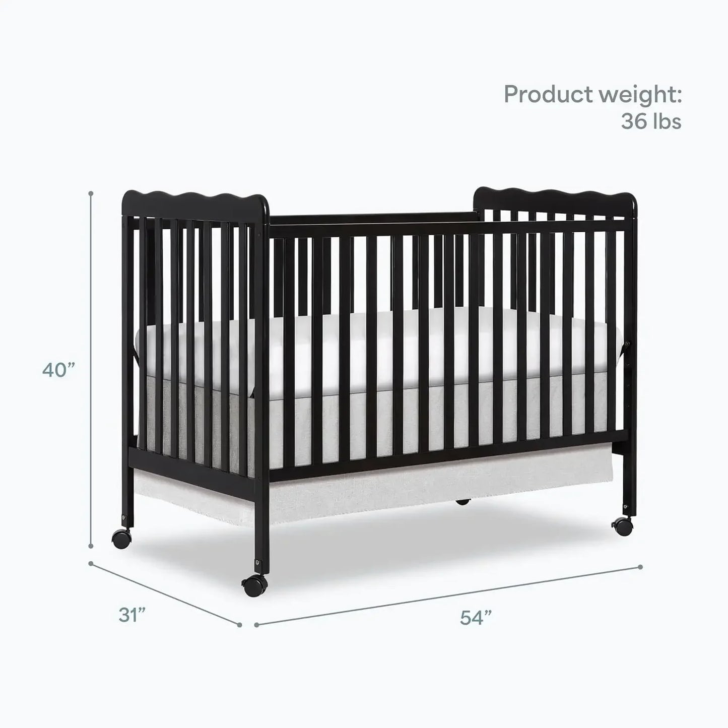 Classic 3in1 Convertible Baby Crib Converts to Day Bed