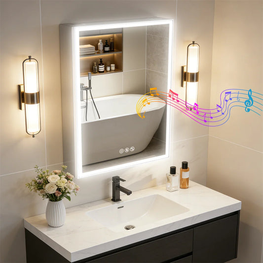 Luvodi Wall Mounted Led Bathroom Cabinet With Bluetooth Speaker Demirror