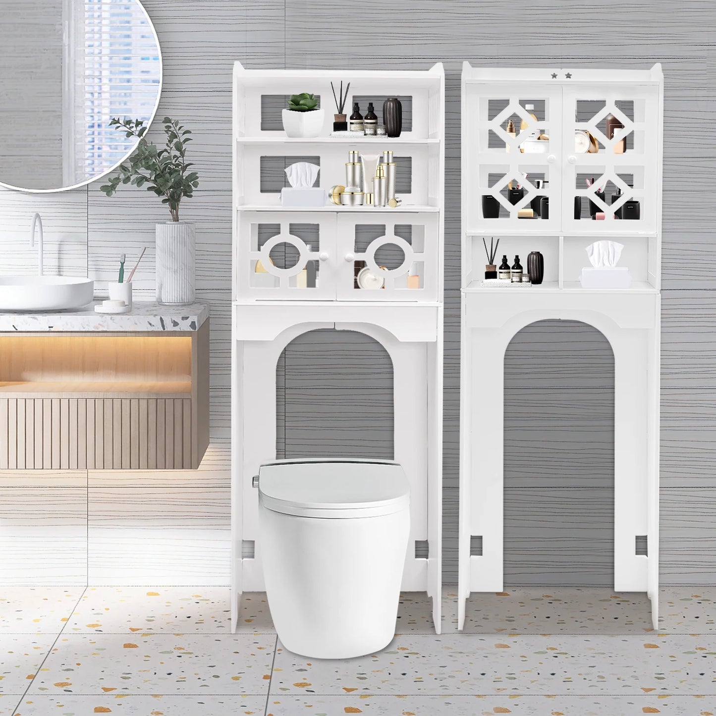 Over The Toilet 4 Tier Bathroom Storage Cabinet Organizer