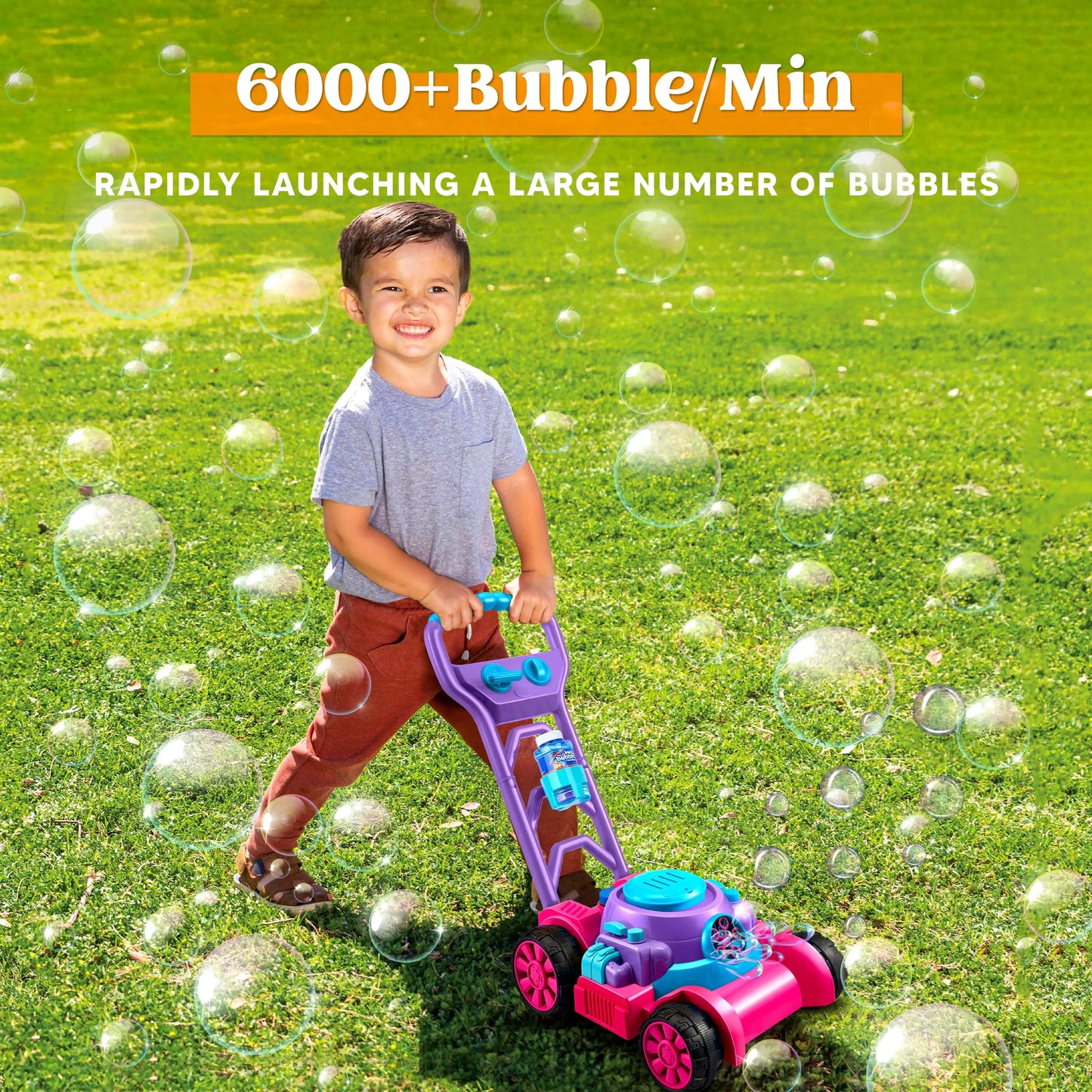 Joyfy Bubble Machine Lawn Mower Outdoor Bubble Blower Toy