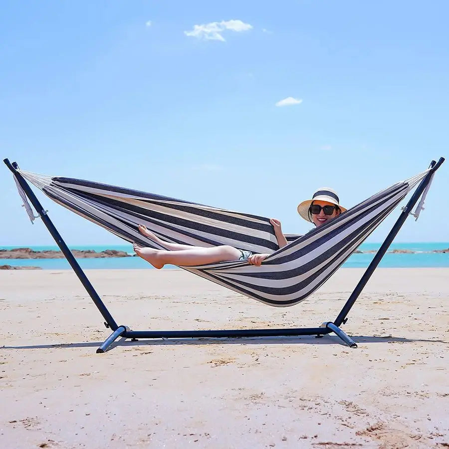 Double Hammock With Tree Straps Portable Outdoor Bed