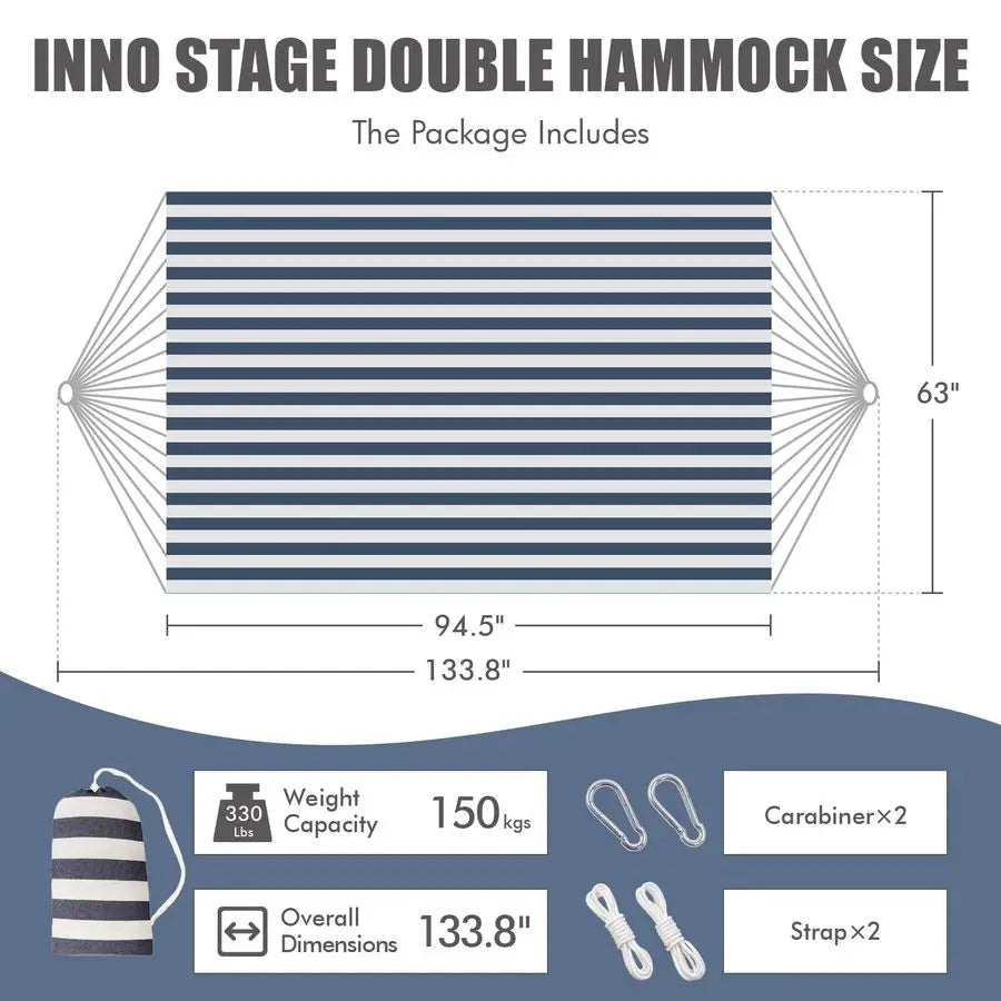 Double Hammock With Tree Straps Portable Outdoor Bed