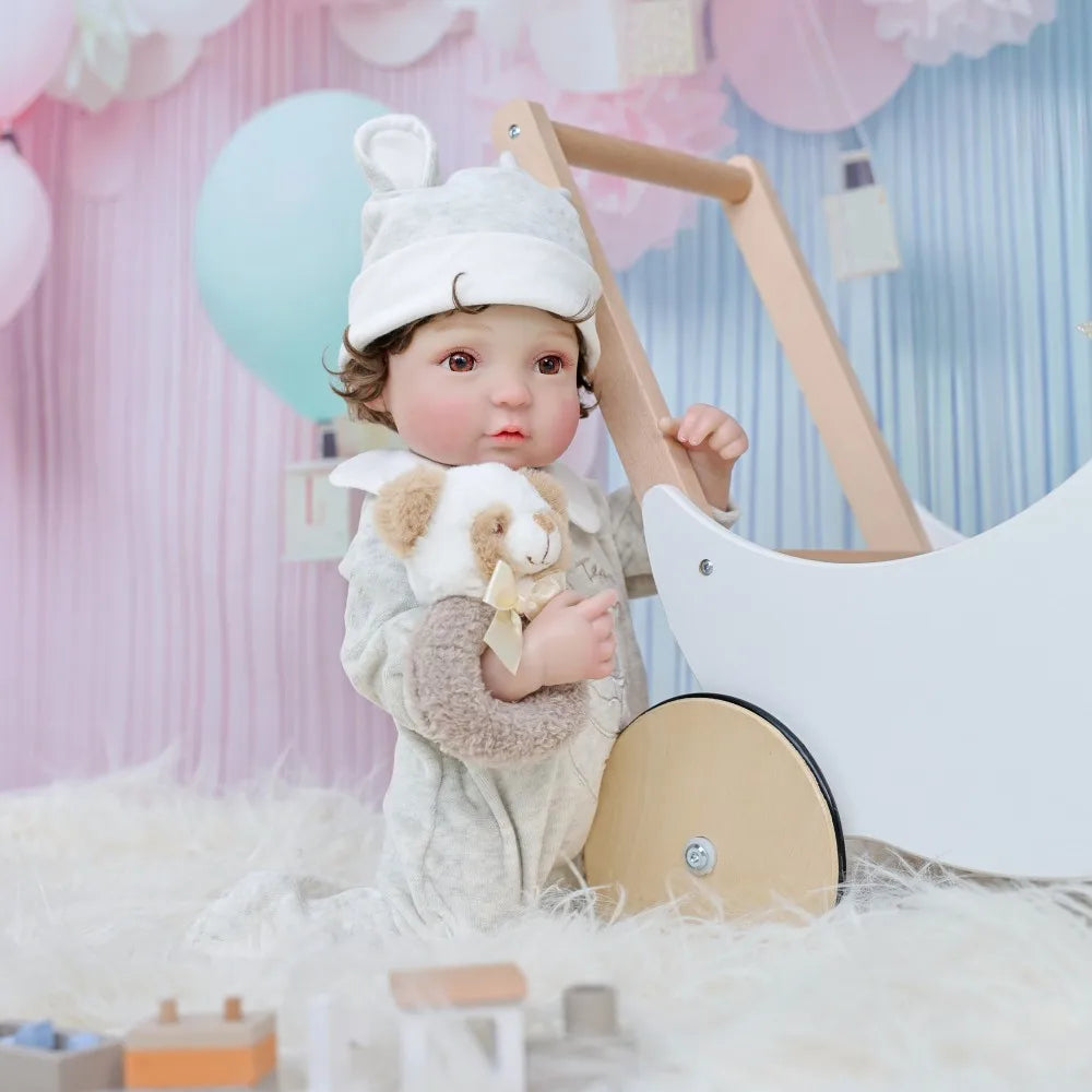 Cloveray Handmade Reborn Vinyl Baby Doll With Bear Pendant