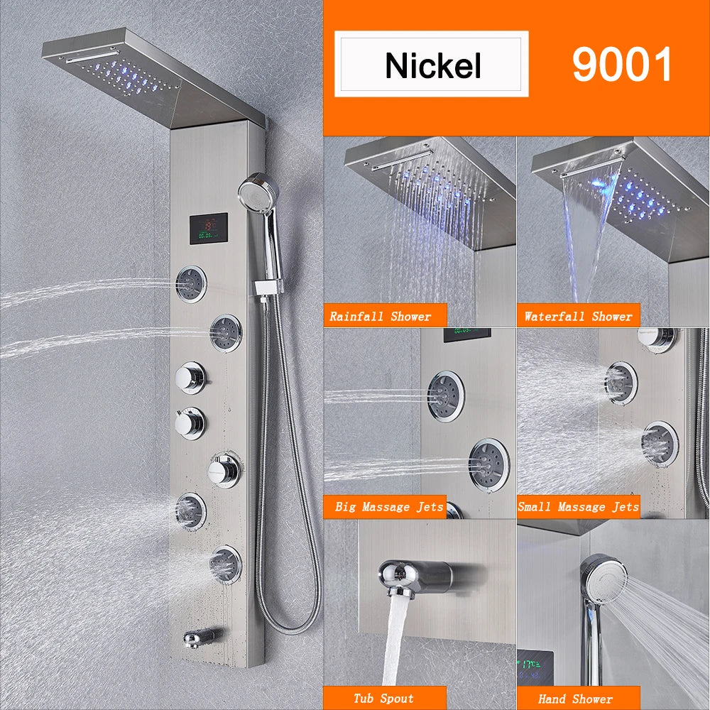 Suguword LED Shower Panel Column With Massage And Temperature Display