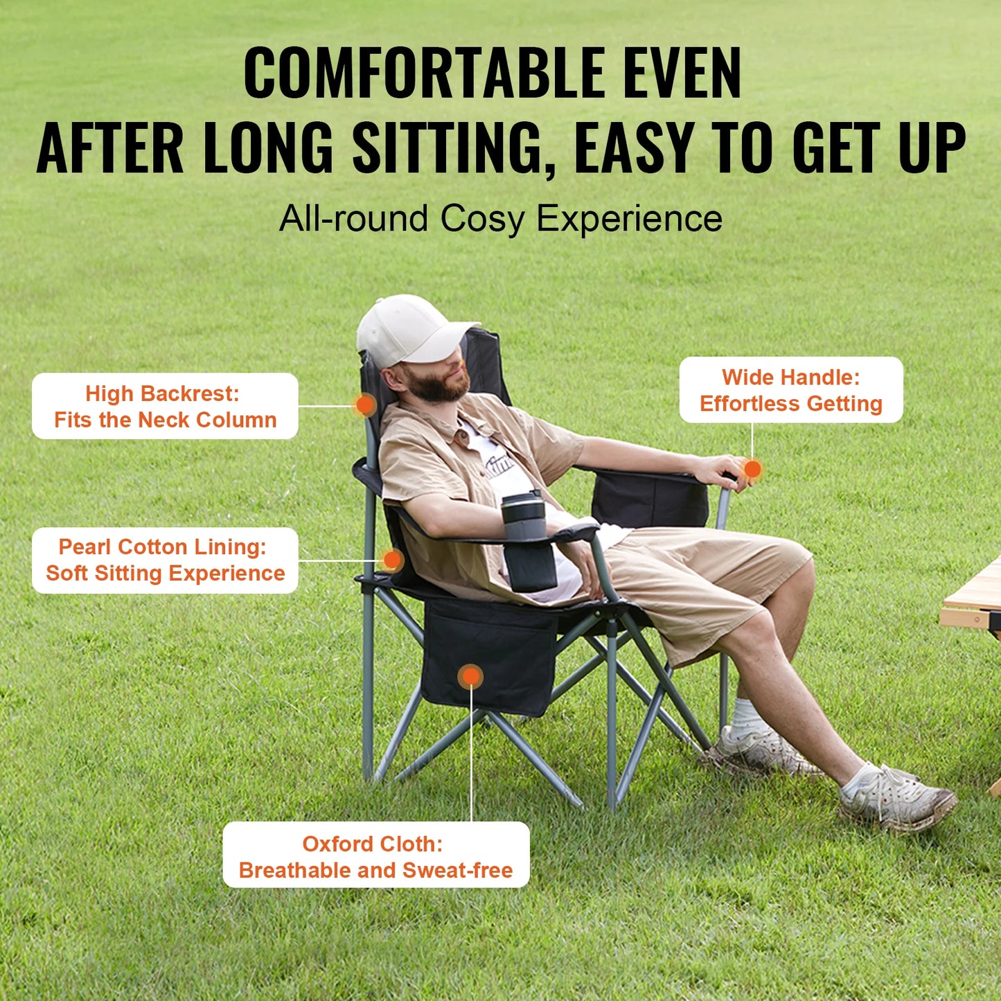 SucceBuy Ultralight Folding Camping Chair 350 Lb Capacity