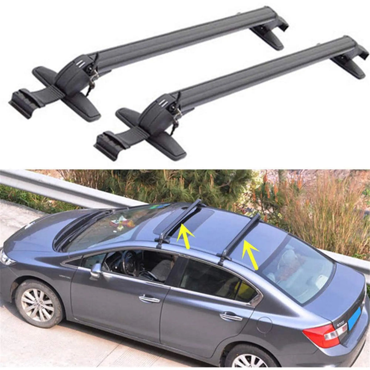 Universal Aluminum Car Roof Luggage Rack With Cross Bars