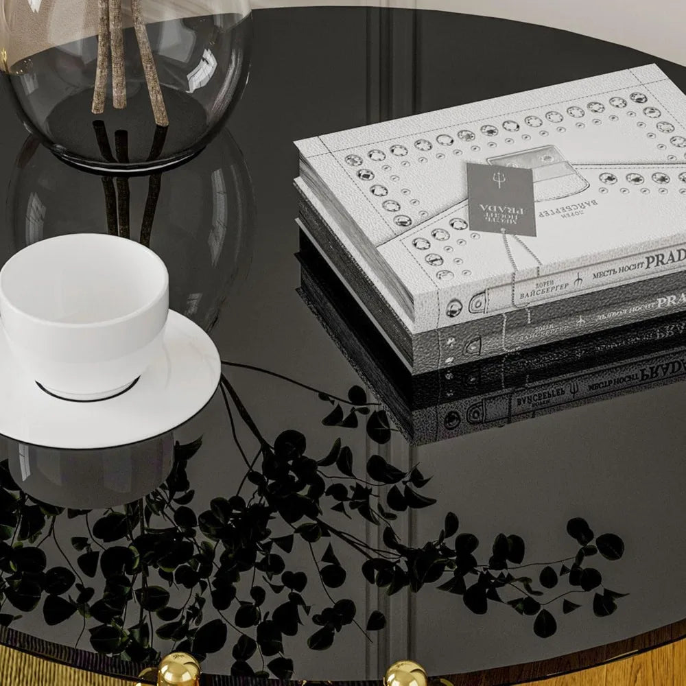 Round Glass End Table With Stainless Steel Irregular Leg