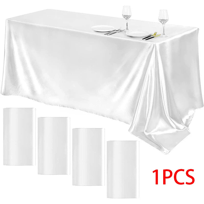 Rectangle Wedding Satin Tablecloth Waterproof Polyester