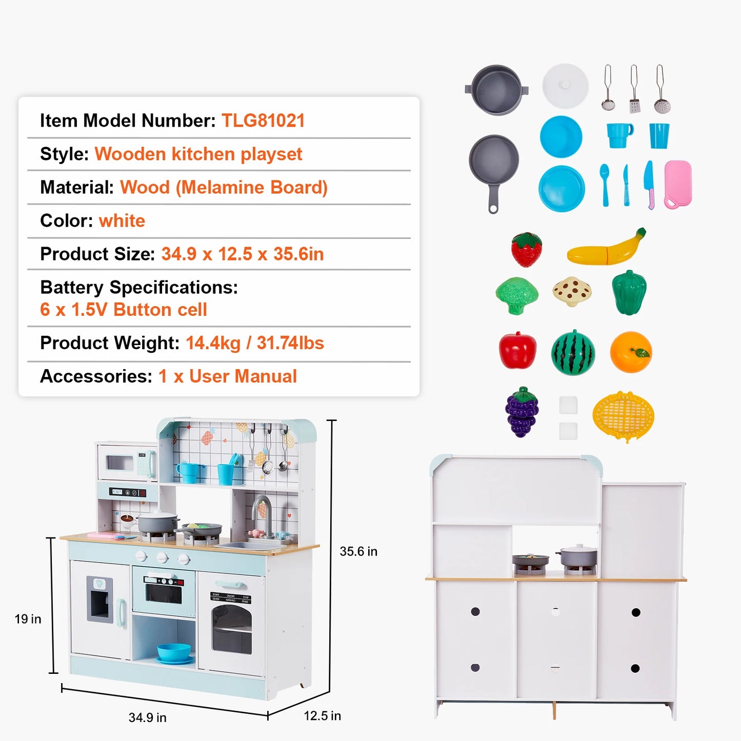 SucceBuy Pretend Play Kitchen Toy Set With Lights And Sounds