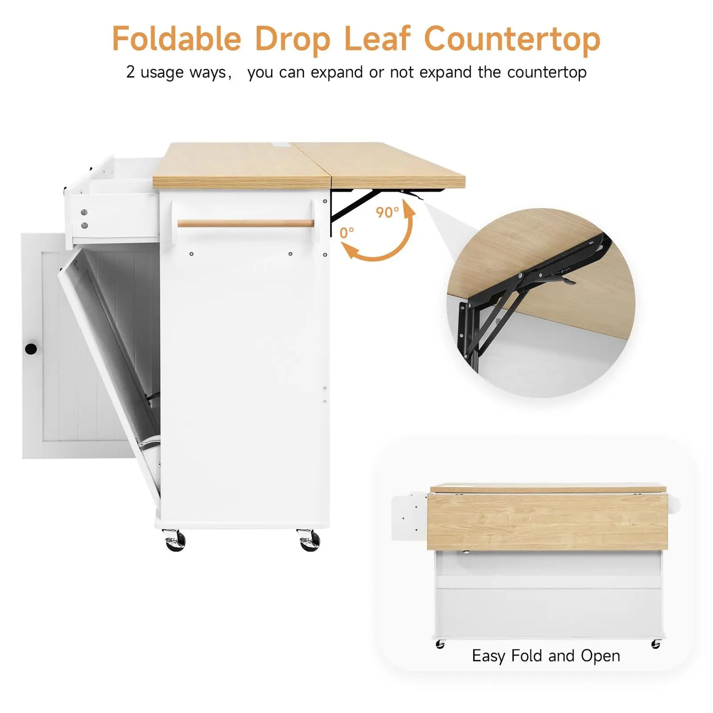 ONBRILL Kitchen Island Cart With Power Outlet And Towel Rack