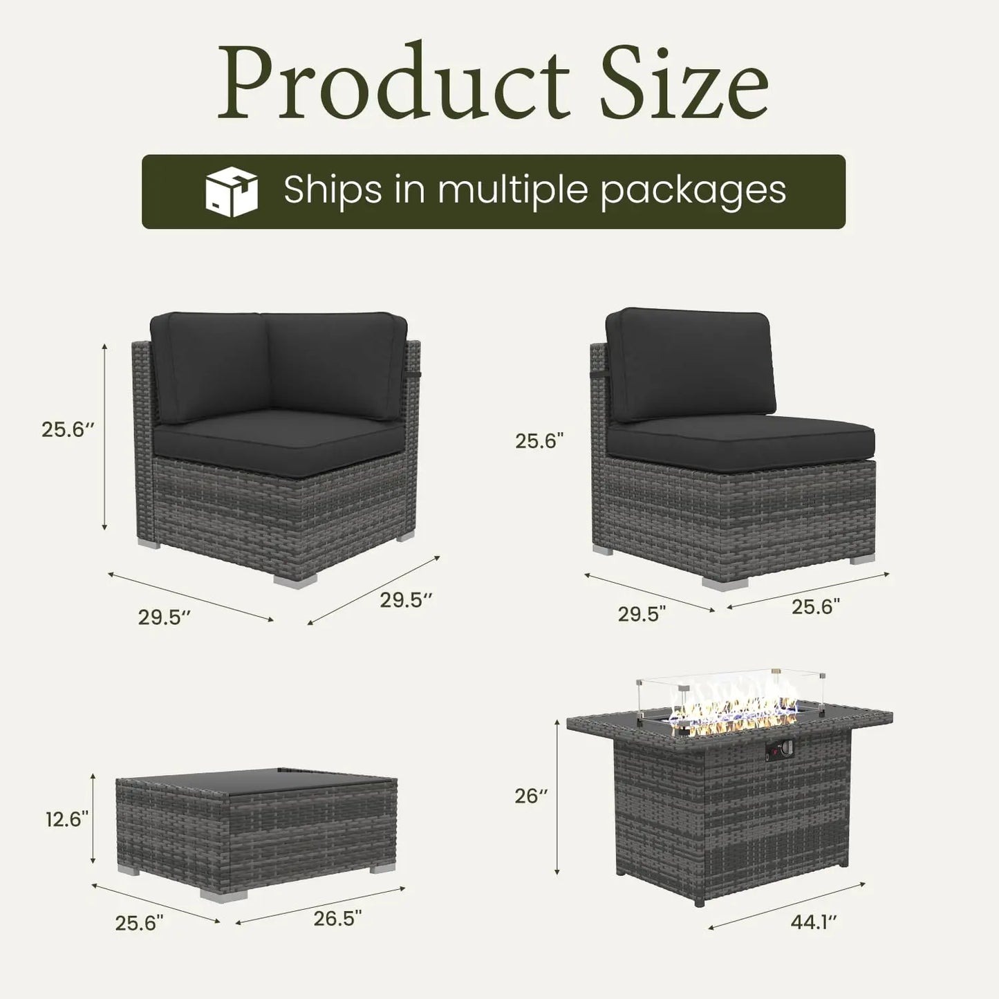 Outdoor Patio Furniture Set With Fire Pit Table In Wicker Rattan