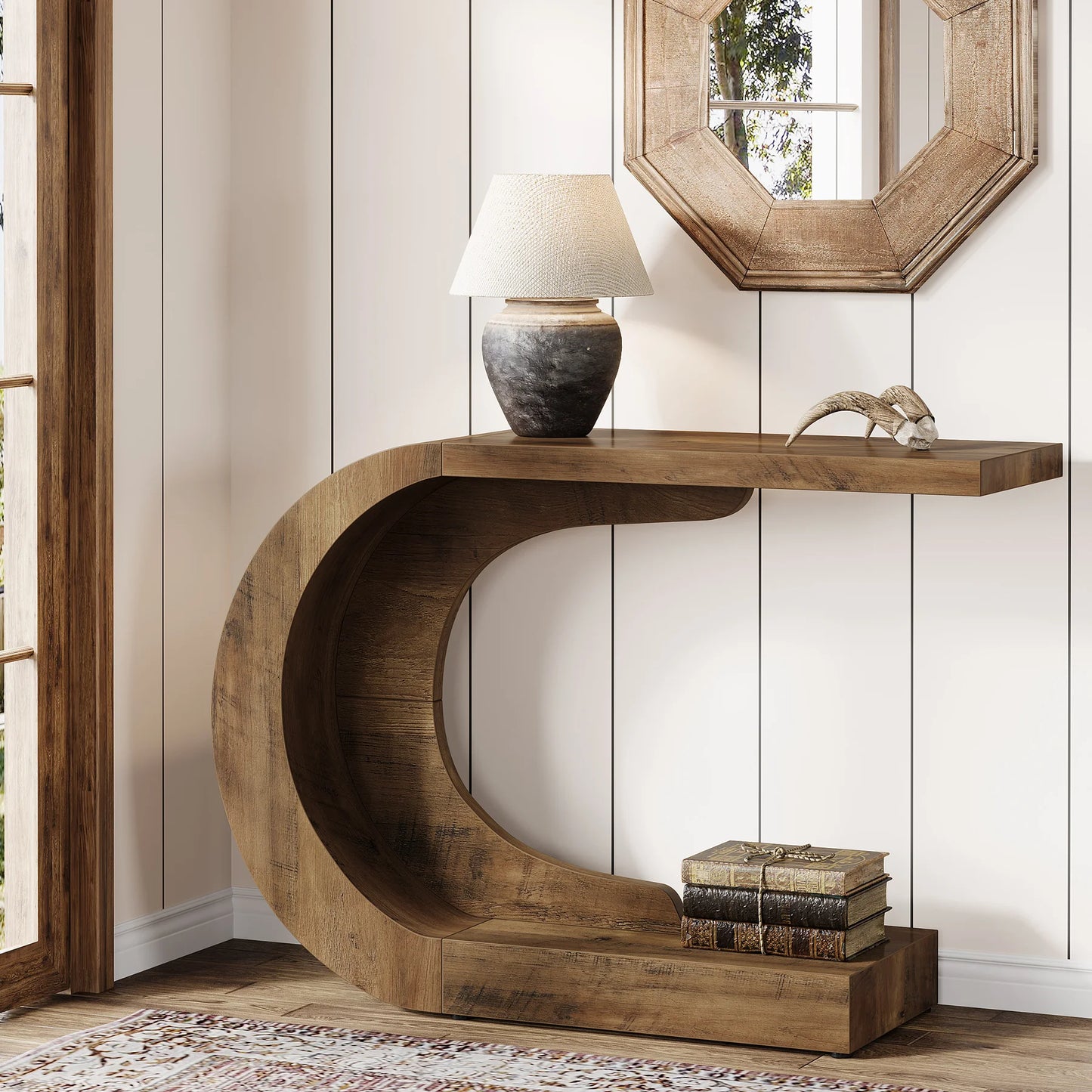 Tribesigns Mid-Century Modern C-Shaped Console Table
