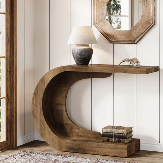 Tribesigns Mid-Century Modern C-Shaped Console Table