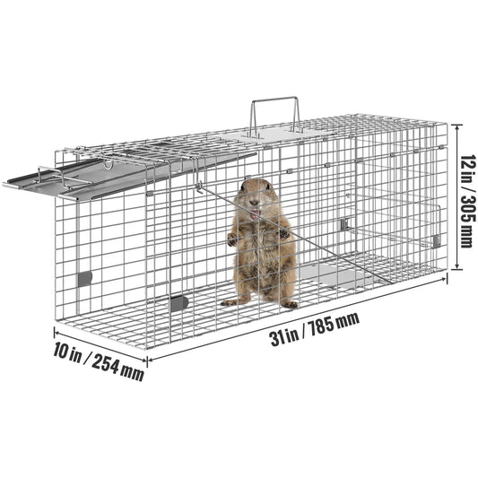 SucceBuy Humane Live Animal Cat Trap With Foldable Iron Cage