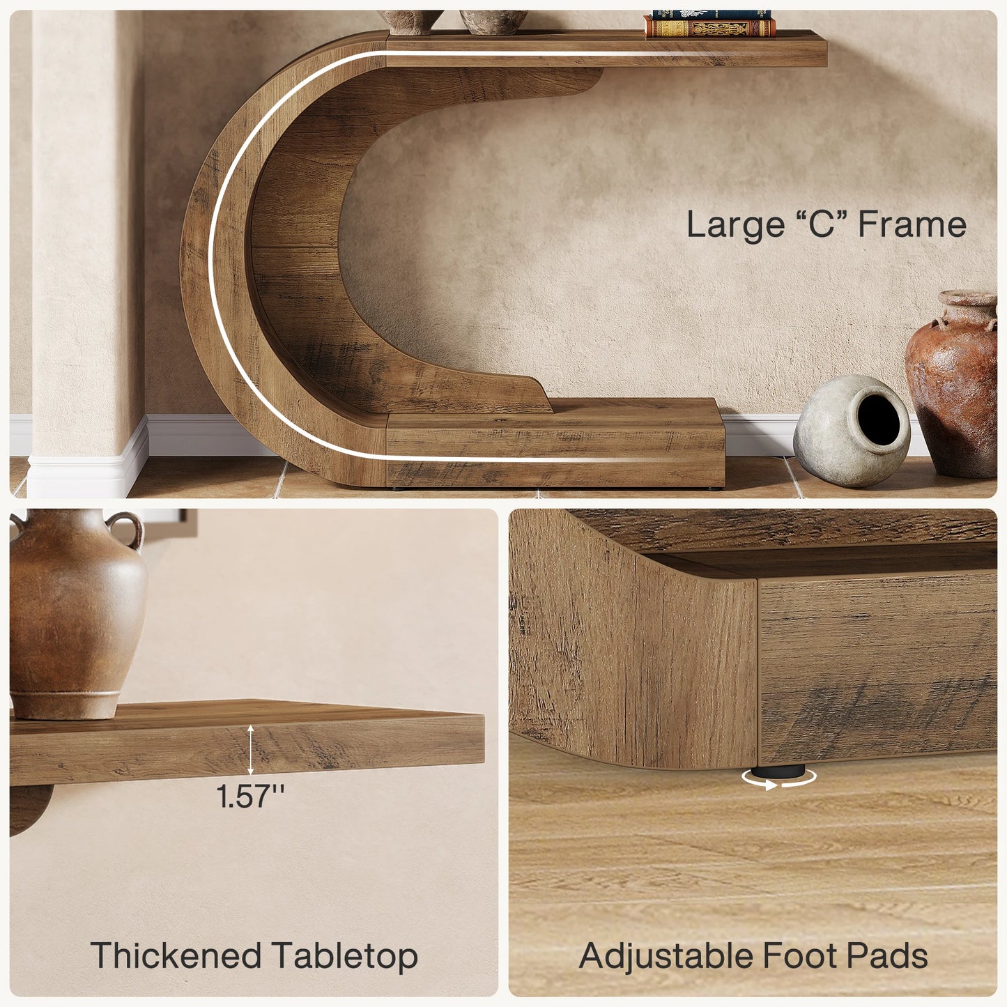 Tribesigns Mid-Century Modern C-Shaped Console Table