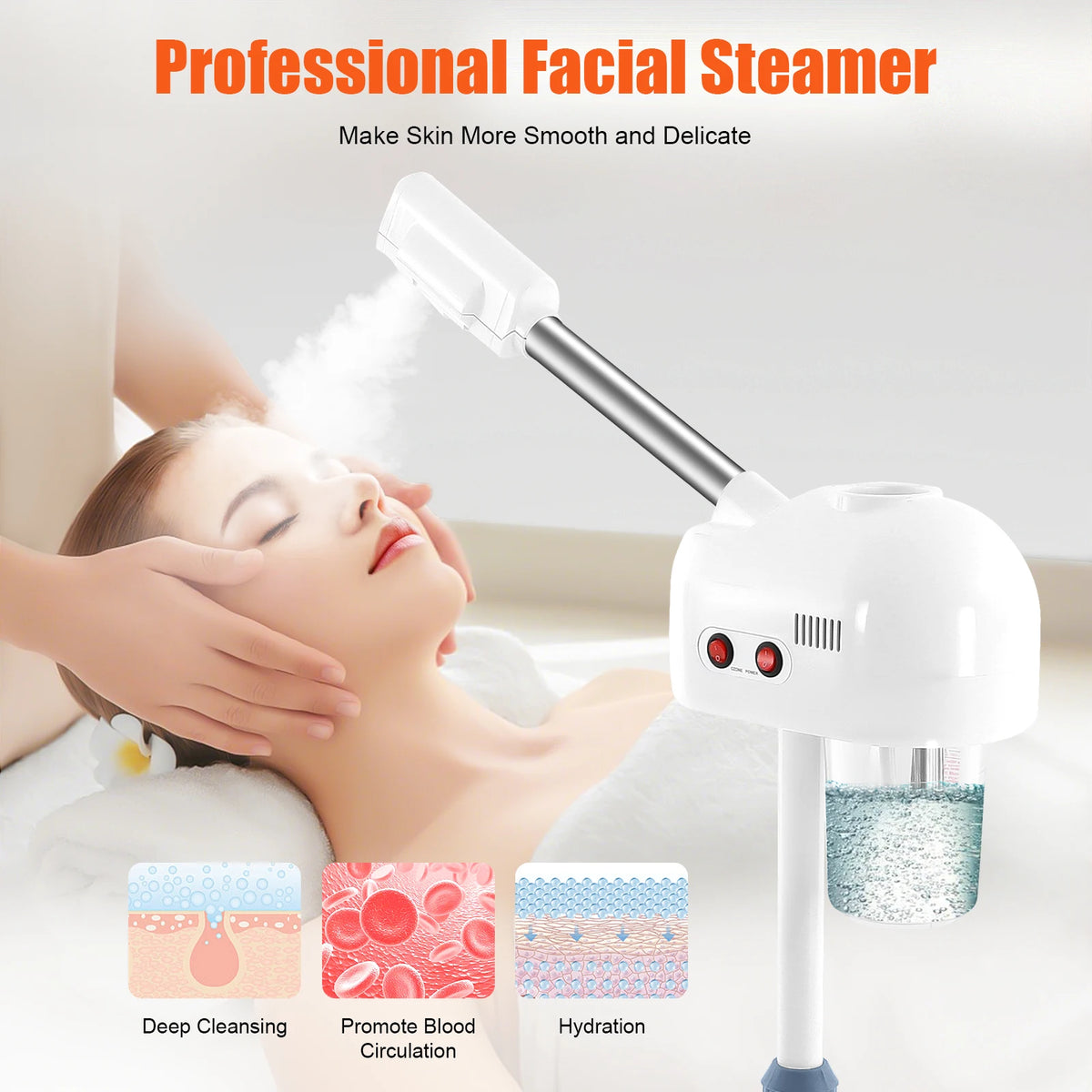 Bymaocar Adjustable Height Ozone Facial Steamer For Salon