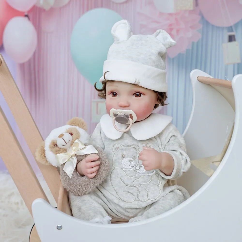 Cloveray Handmade Reborn Vinyl Baby Doll With Bear Pendant