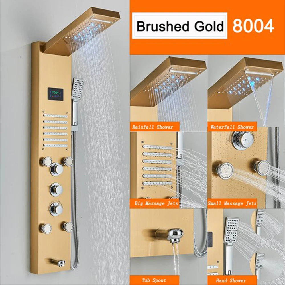 Suguword LED Shower Panel Column With Massage And Temperature Display