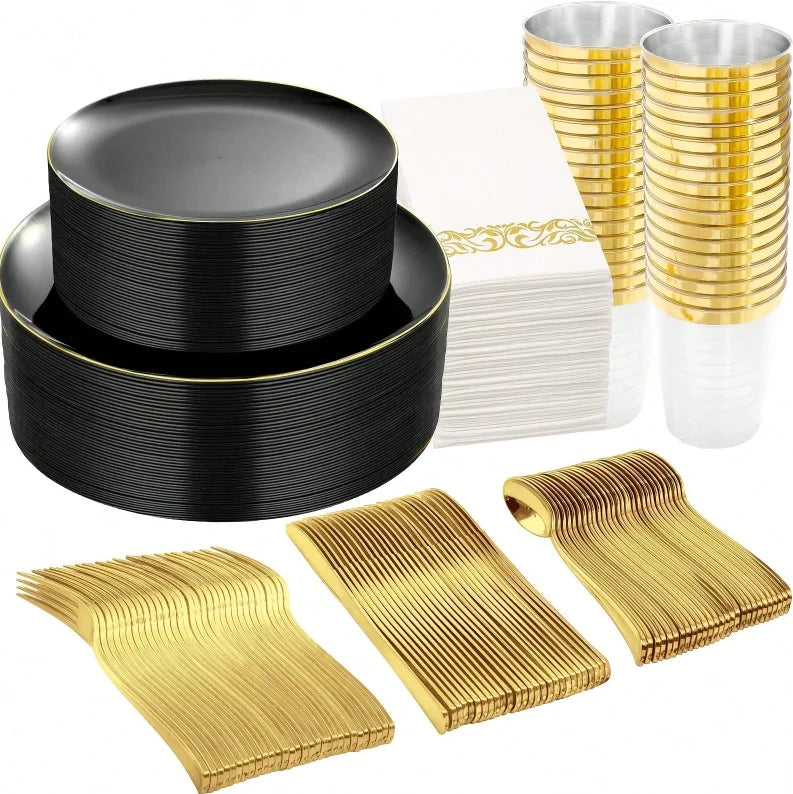 Disposable Plastic Tableware Set Serves 20 Guests For Wedding Party