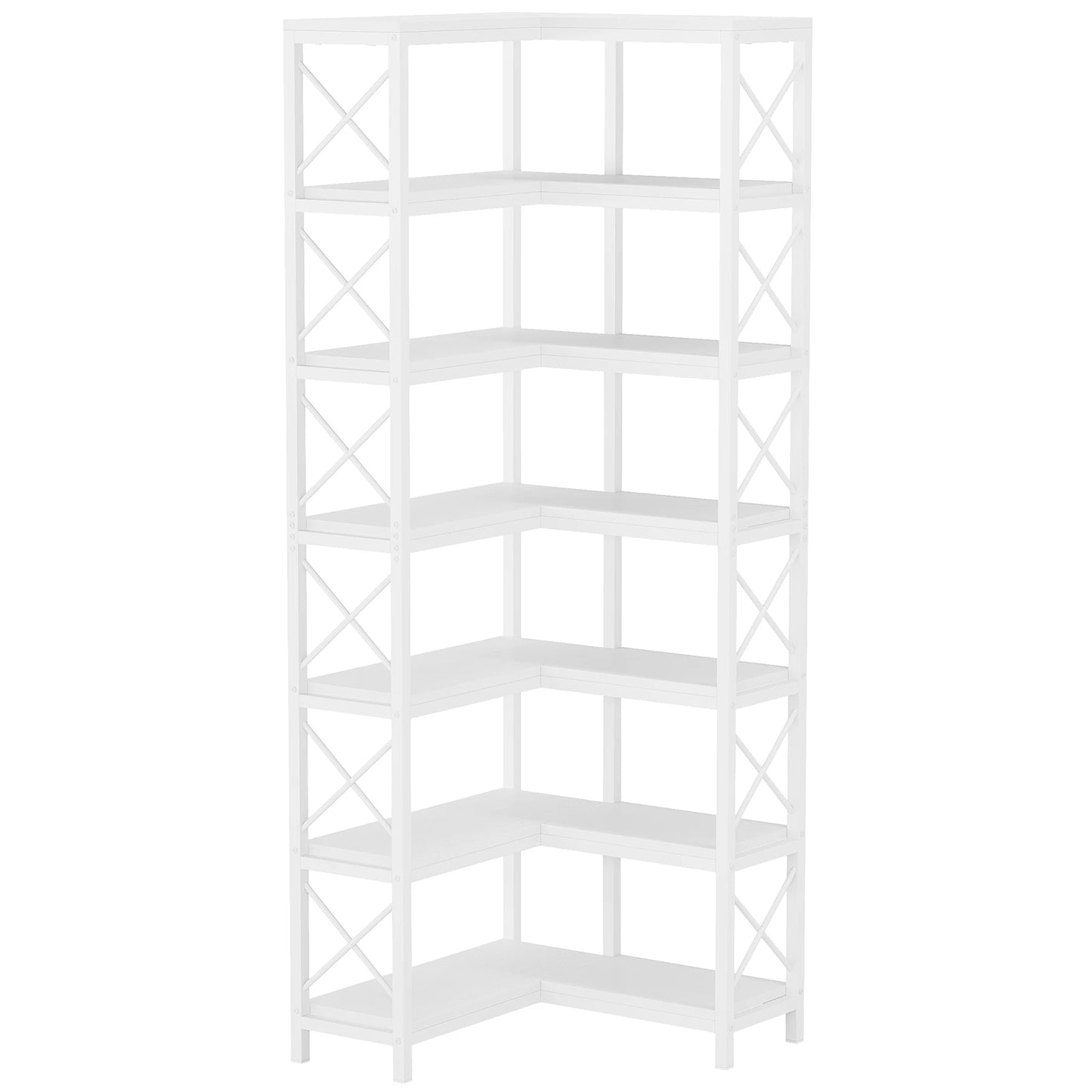 Tribesigns 7 Tier Corner Bookshelf With Metal Frame