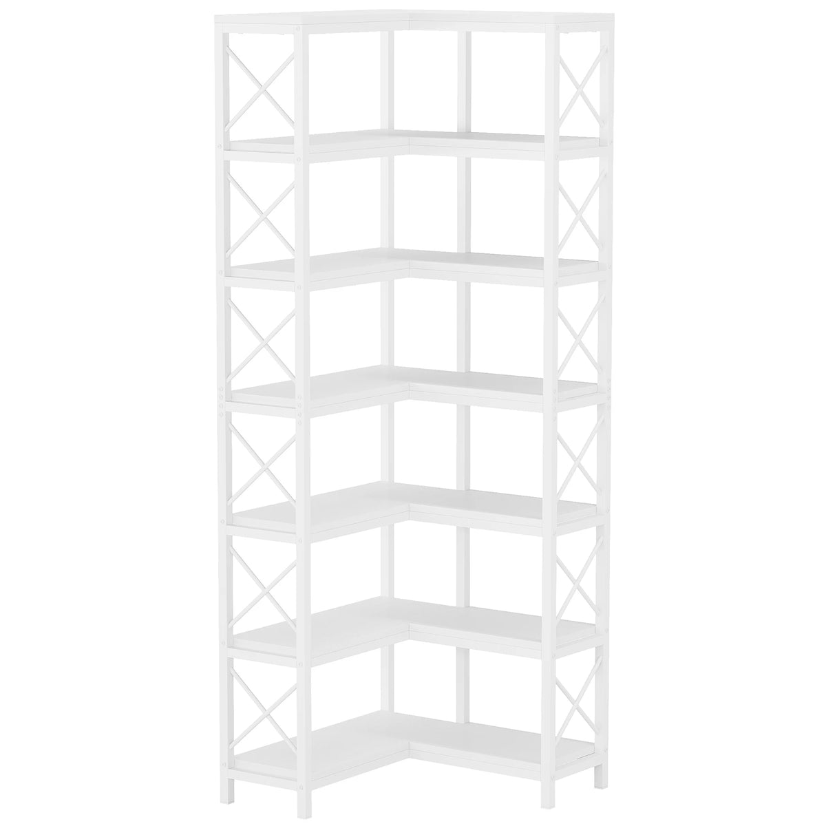 Tribesigns Modern 7 Tier Corner Bookshelf With Metal Frame