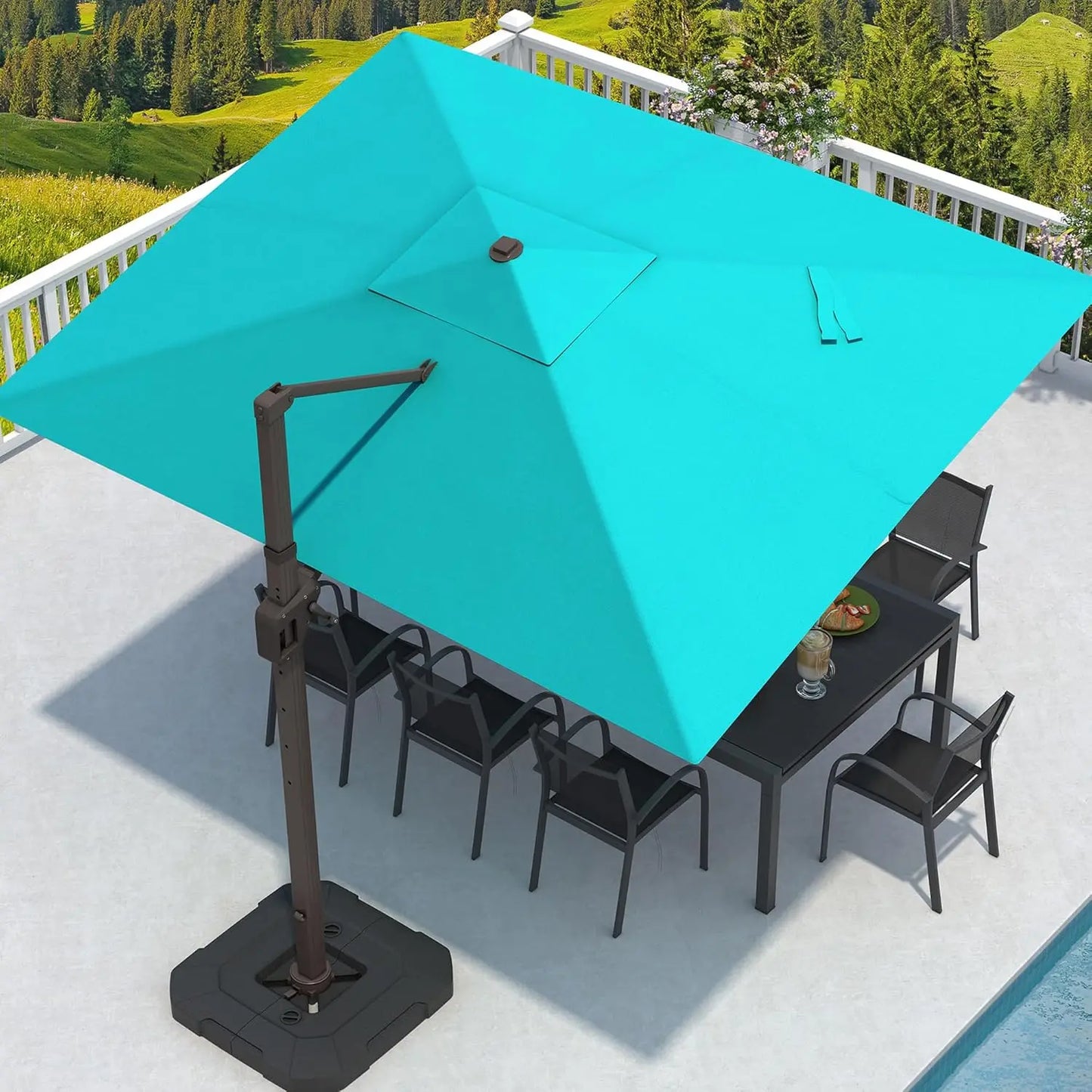 GUANGBAI Cantilever Patio Umbrella Offset 7 Tilts 360 Degree Rotation