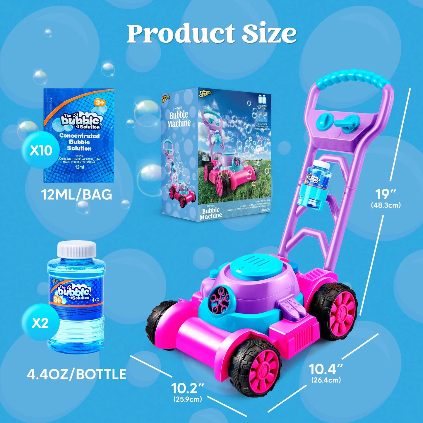 Joyfy Bubble Machine Lawn Mower Outdoor Bubble Blower Toy