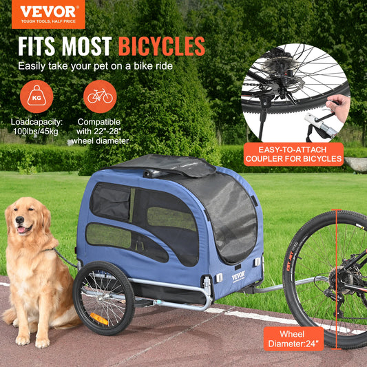 Dog Bicycle Trailer Carrier 100 Pounds Capacity With Reflectors