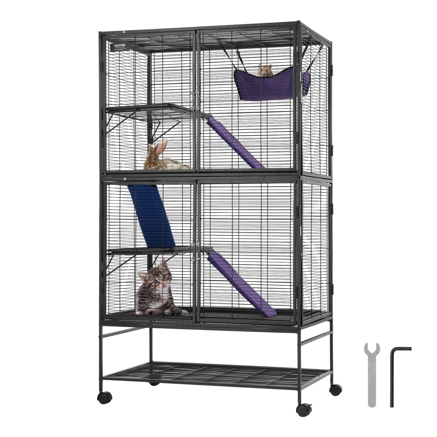 SucceBuy Rolling Four Tier Metal Small Animal Cage