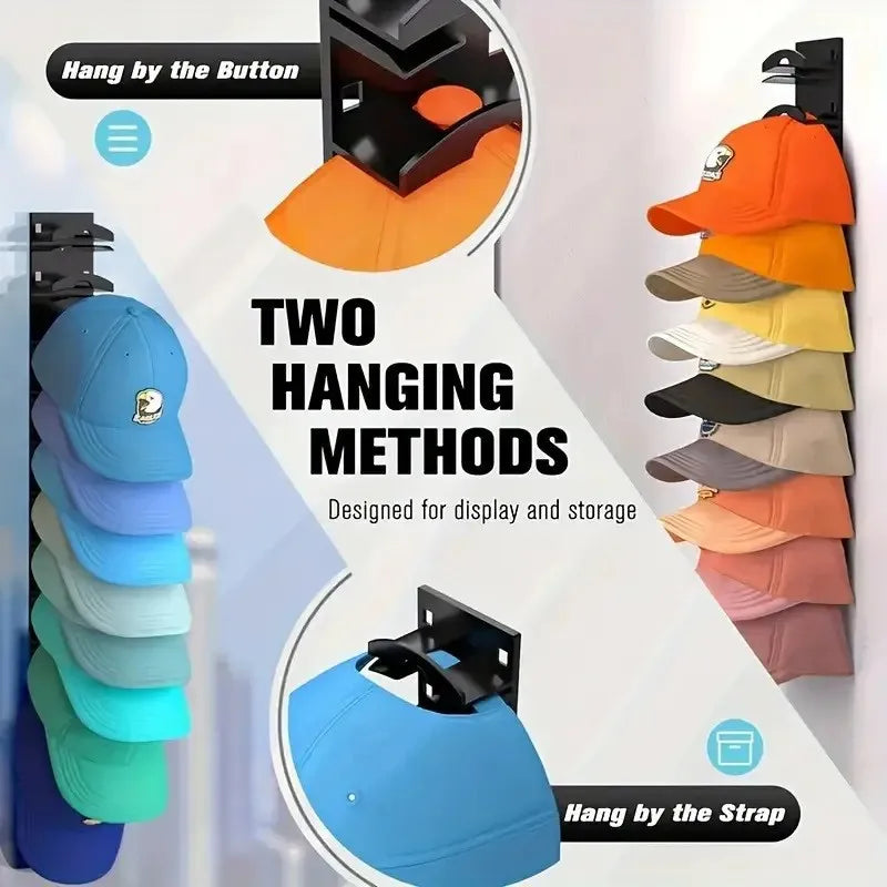 Wall Mounted Hat Organizer Holds 18 Caps Multilayer Space Saver