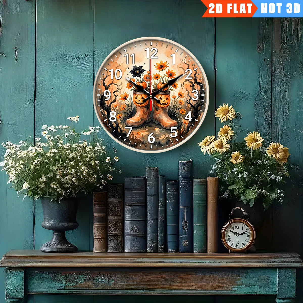 Pumpkin Rain Boots Wall Clock Decorative Alarm Clock Battery Powered