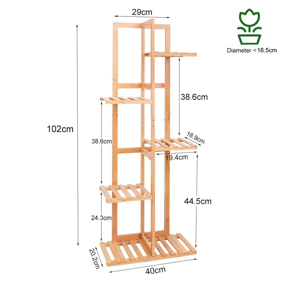 Bamboo 6 Tier Plant Stand Vertical Rack For Indoor Outdoor
