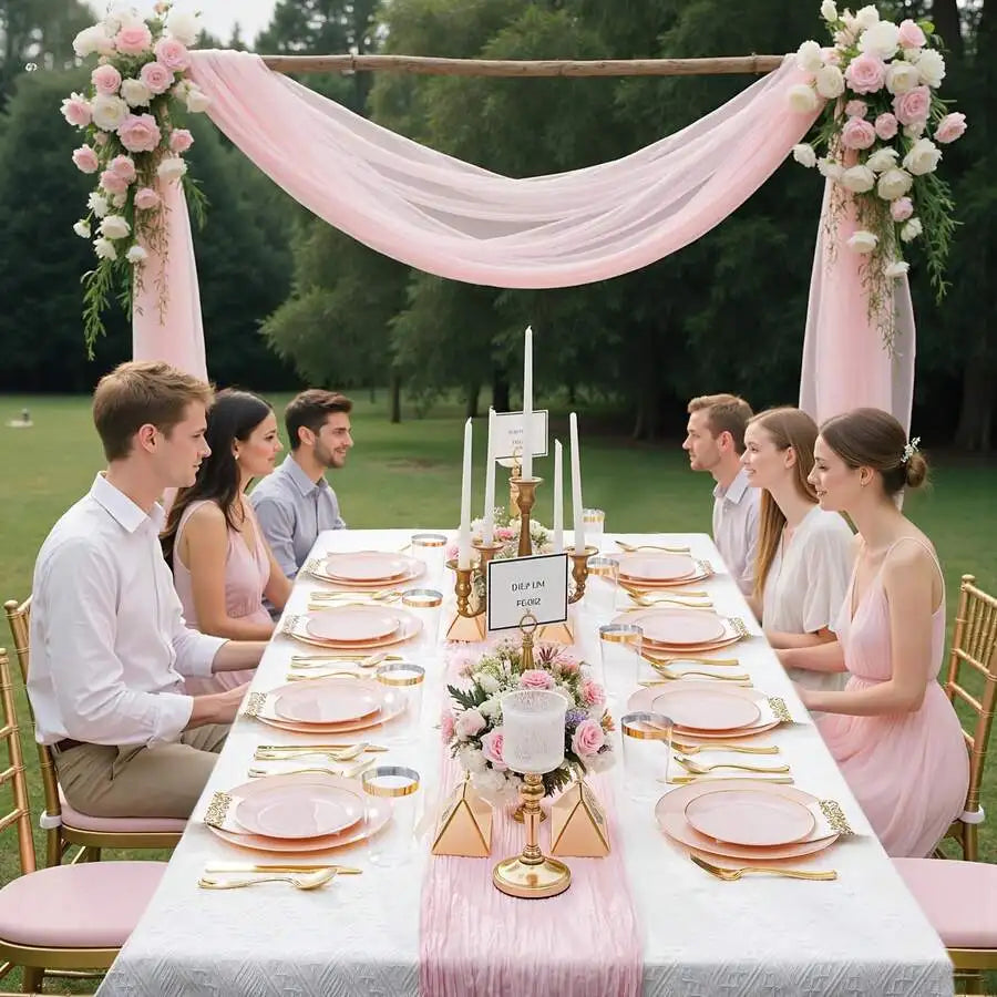 Disposable Plastic Tableware Set Serves 20 Guests For Wedding Party