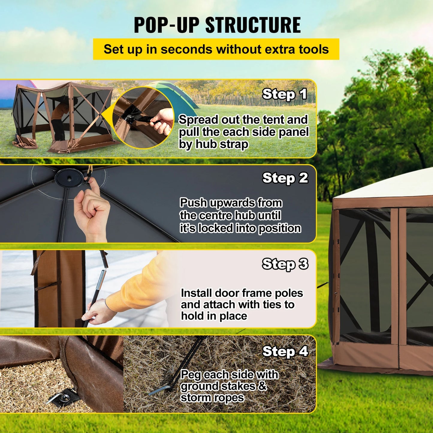 SucceBuy Pop Up Camping Gazebo Shelter For Outdoor Events