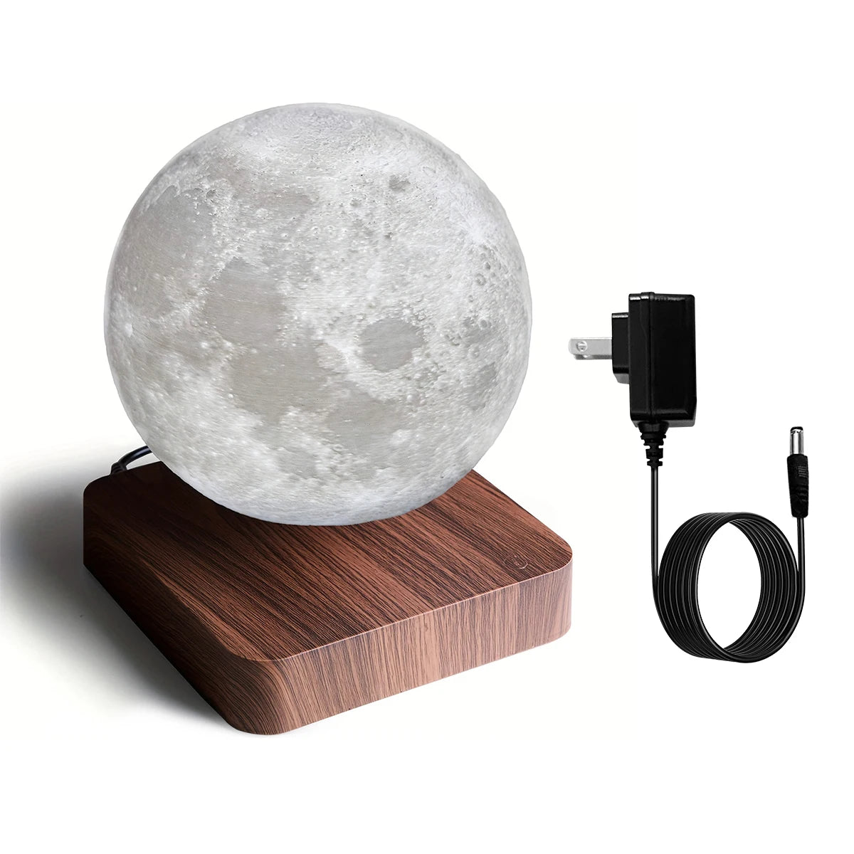 Mexllex Magnetic Floating Moon Lamp With Wooden Base, 3 Color Temperature LEDs