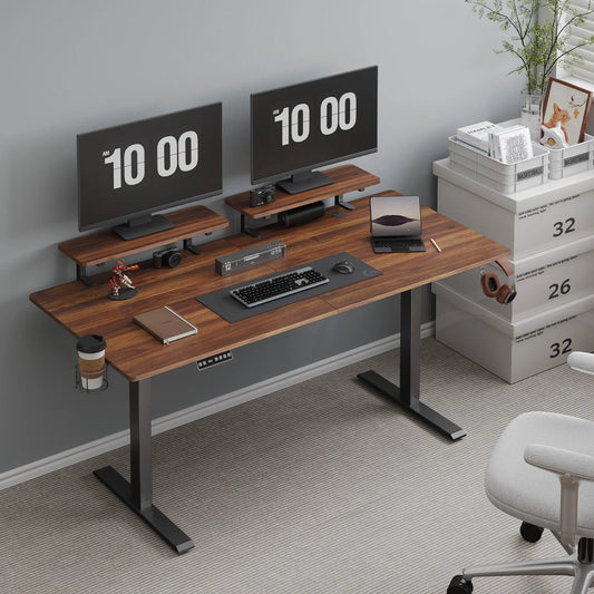 ONBRILL Standing Desk With Adjustable Monitor Shelves And Memory Controller