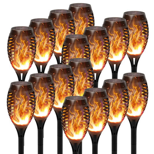 Solar Torch Lights With Flickering Flame Waterproof LED Garden Path
