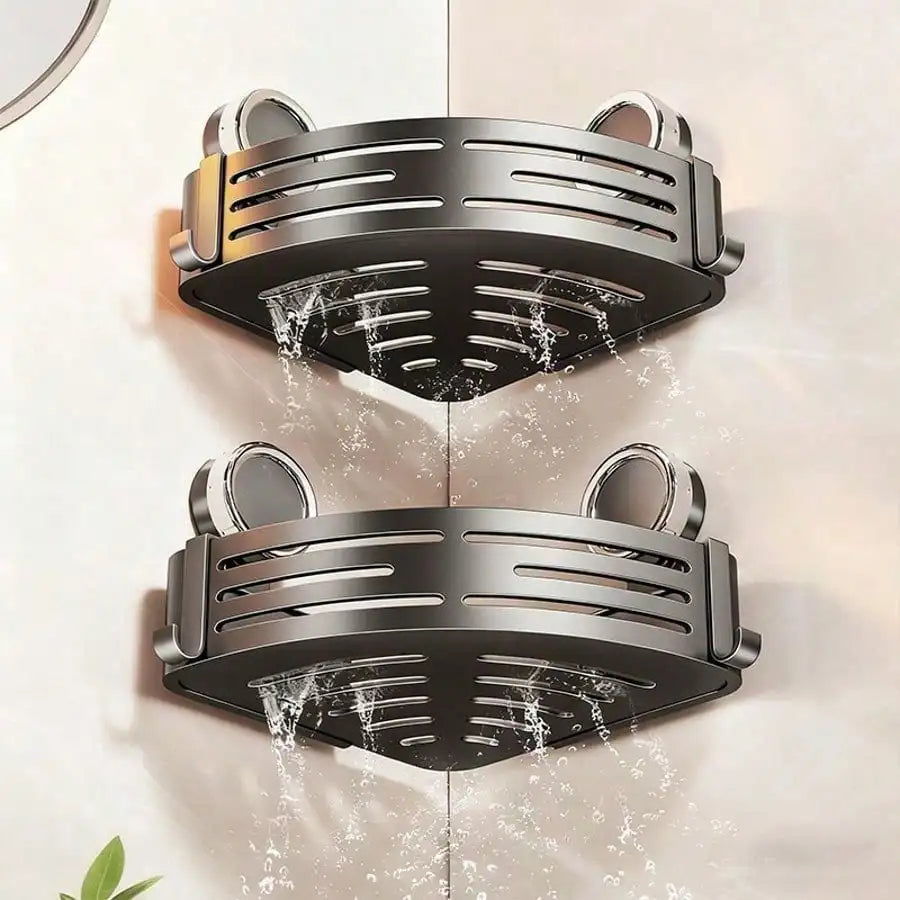 Suction Cup Shower Corner Shelf Organizer and Hooks