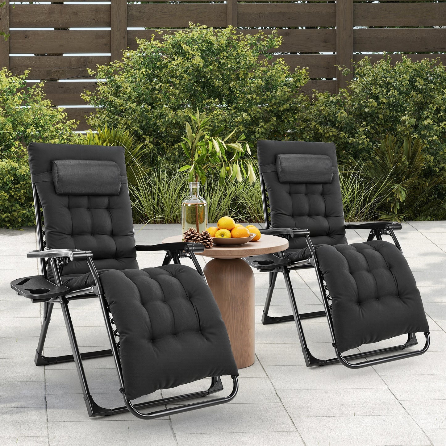 JHK Zero Gravity Recliner Folding Patio Chair With Cup Holder