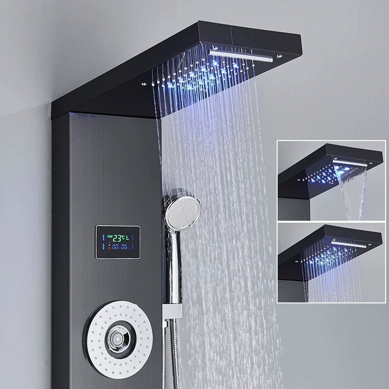 Suguword LED Shower Panel Column With Massage And Temperature Display