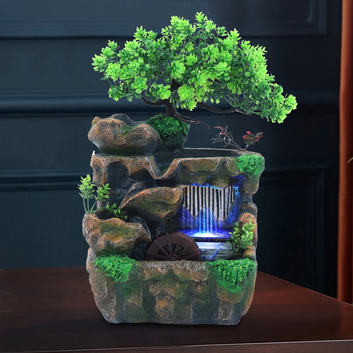 Indoor Desktop Water Fountain With Color Changing LED Lights Zen