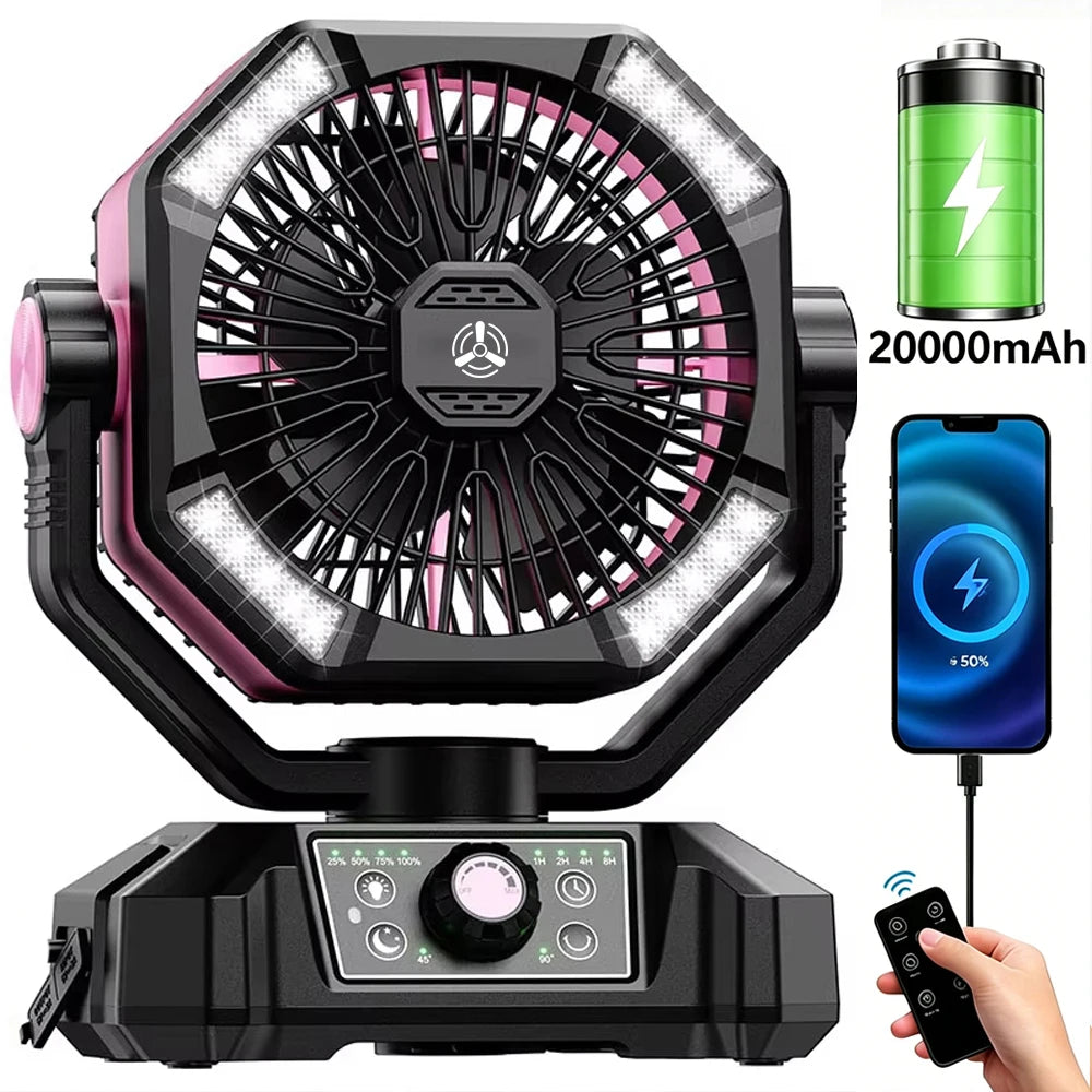 ColdSky Camping Fan With 4 LED Lantern And 20000mAh Battery