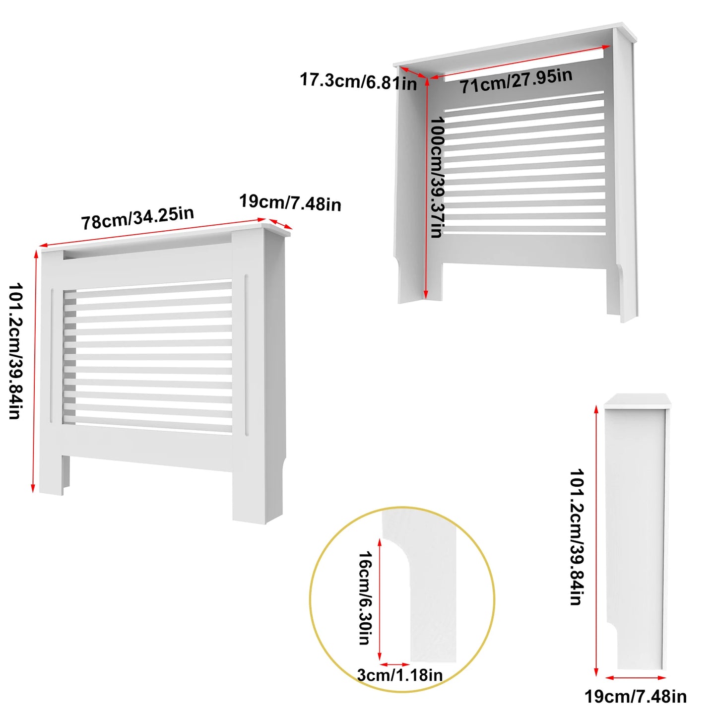 Wisfor Radiator Cover Wood Cabinet With Horizontal Slat Design