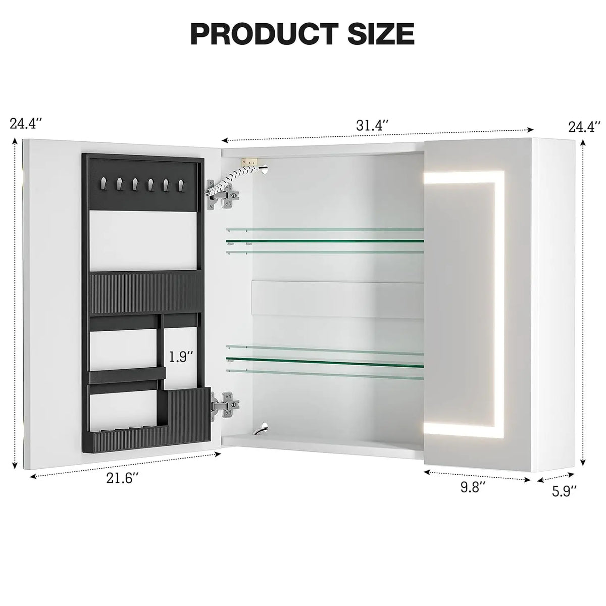 Antifog Wall Mounted Bathroom Led Medicine Cabinet Mirror Storage Shelves
