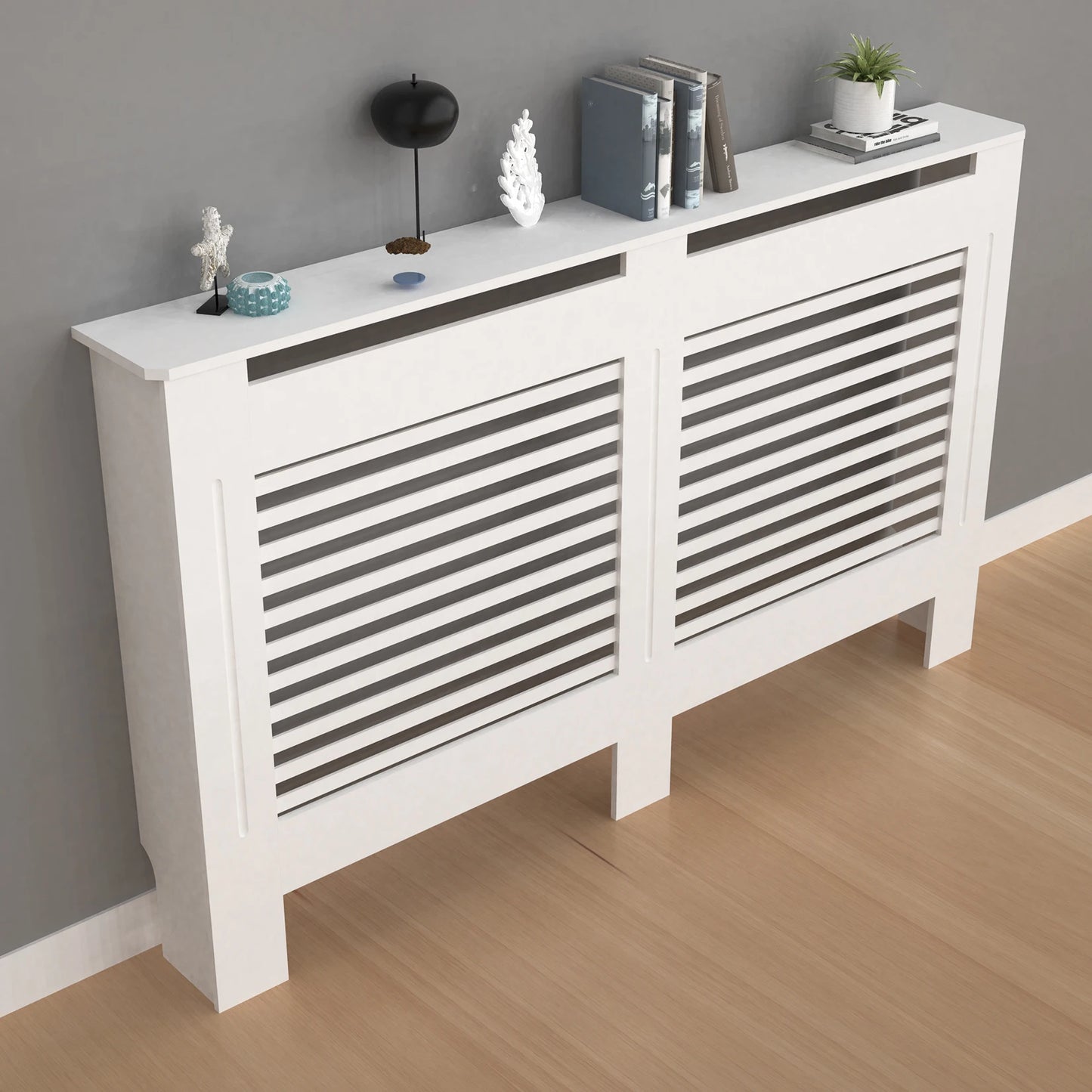 Wisfor Radiator Cover Wood Cabinet With Horizontal Slat Design